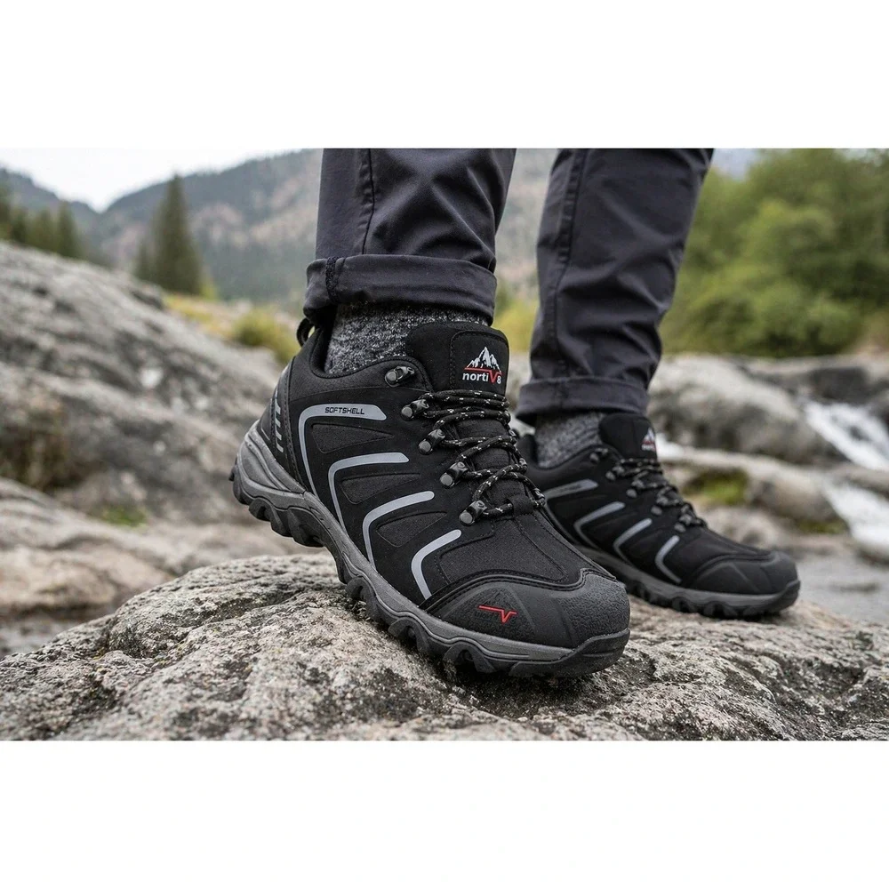 Nortiv 8 Waterproof Softshell Hiking Shoes Mens Size 7‎ Black Lightweight 160448